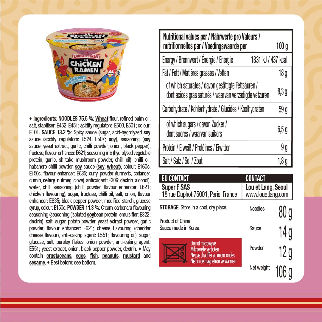 Korean Street ramen carbonara piccante cup 106g cremoso