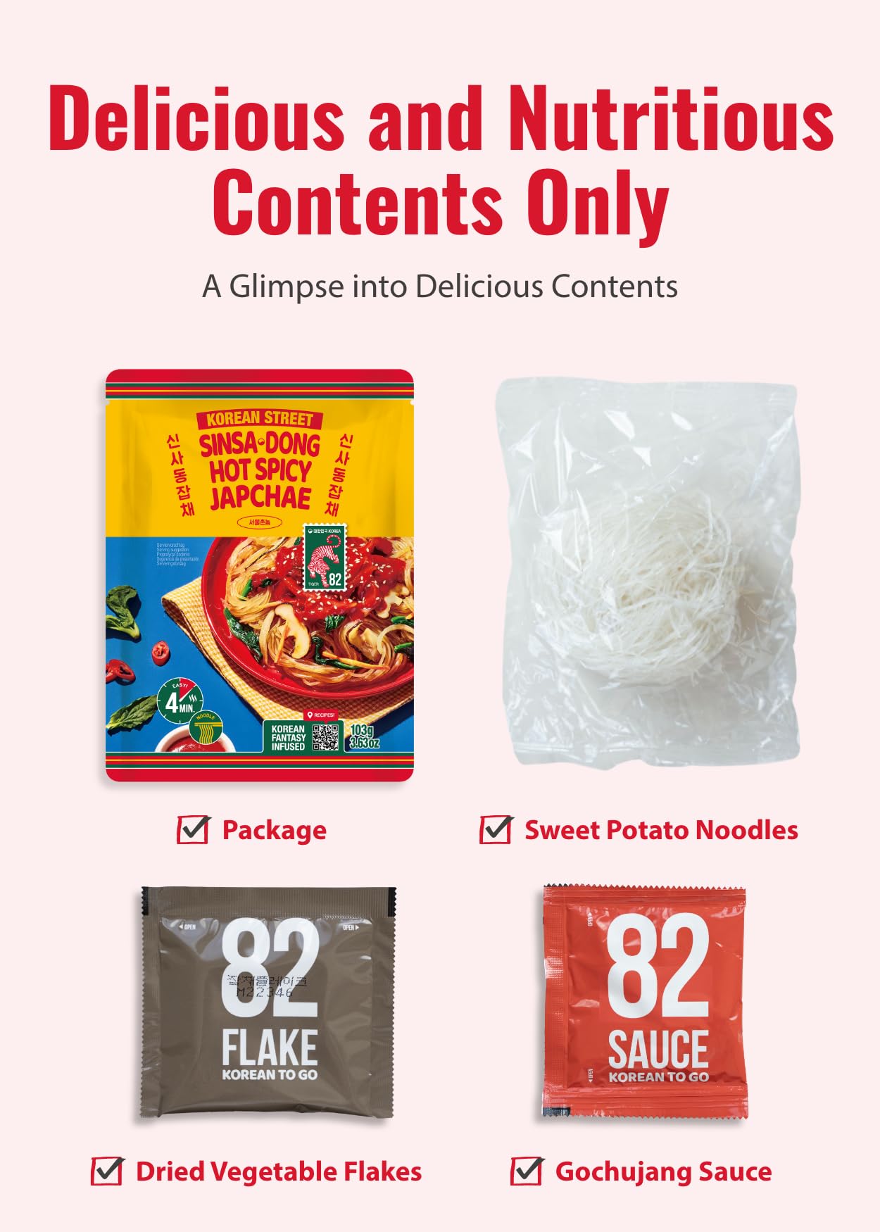 Korean Street Japchae noodles vetro peperoncino rosso piccante