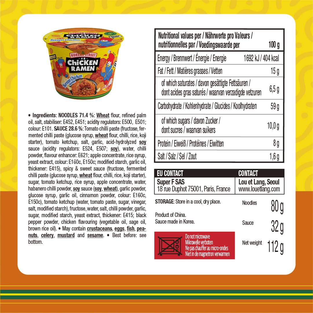 Korean Street Sweet Chili Chicken Ramen Istantaneo Cup 112 g dolce
