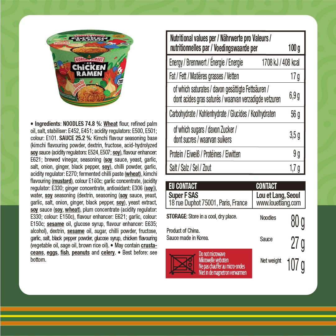Korean Street Kimchi Ramen Istantaneo Cup 107 g piccante