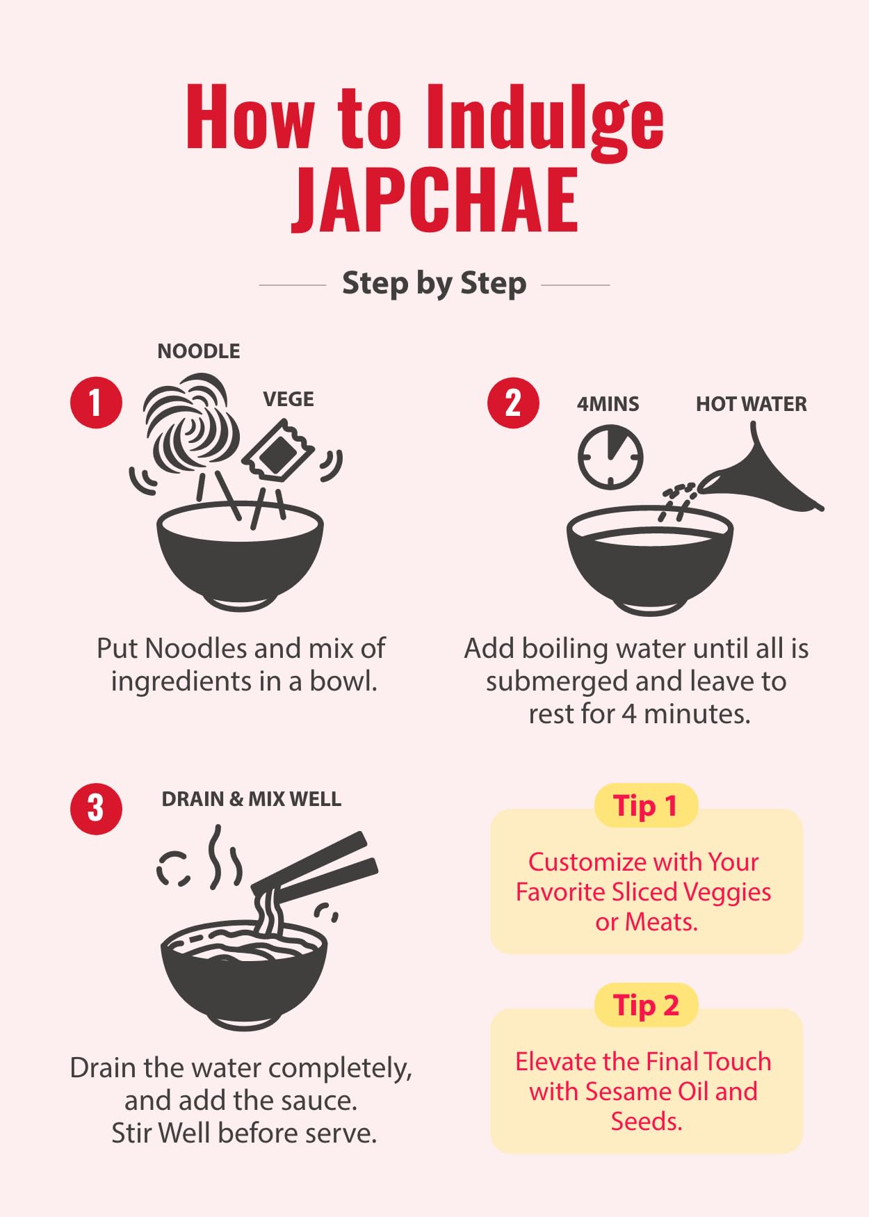 Korean Street Japchae noodles vetro peperoncino rosso piccante