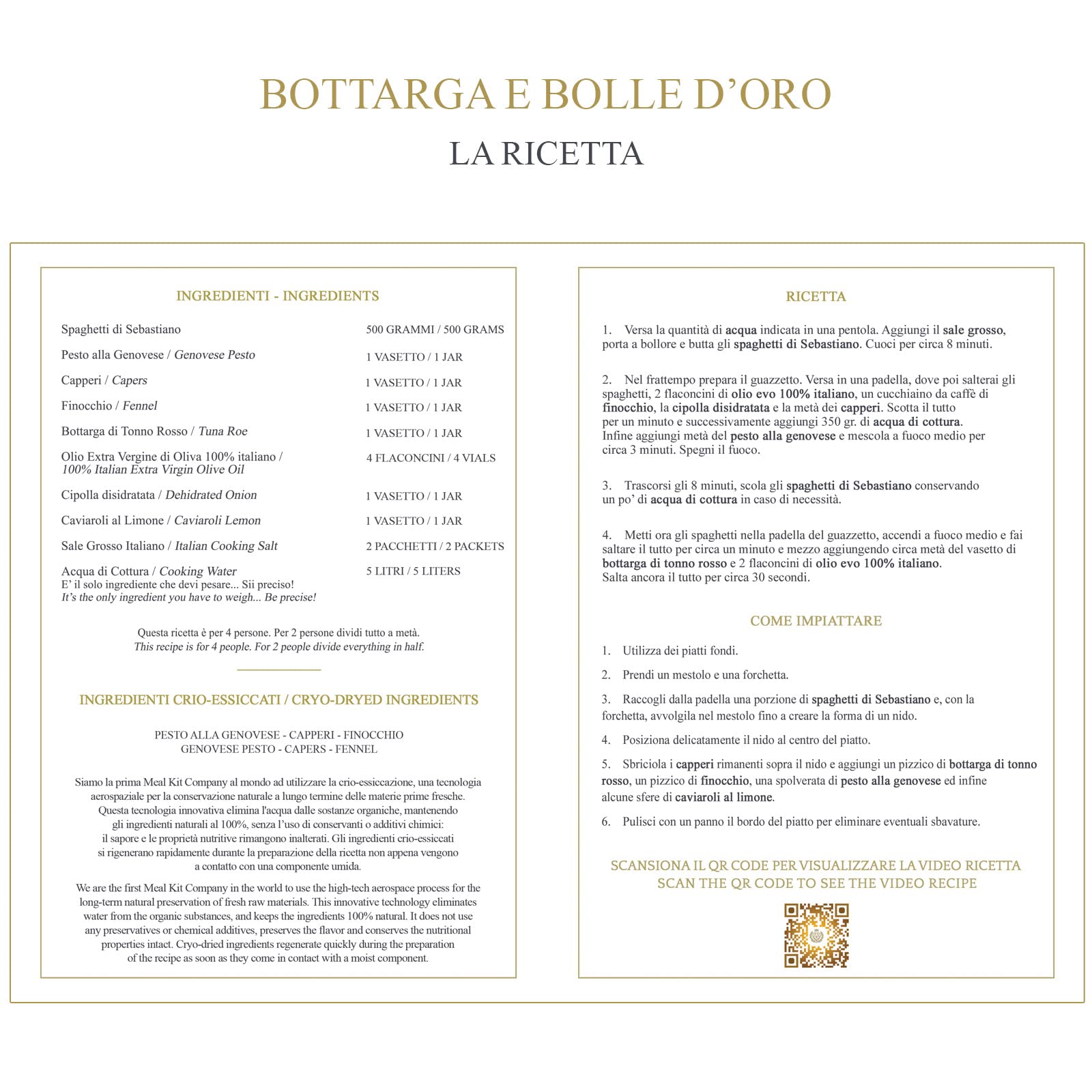 Fratelli Desideri Le Cene Stellate Bottarga Meal Kit 4 persone stellato
