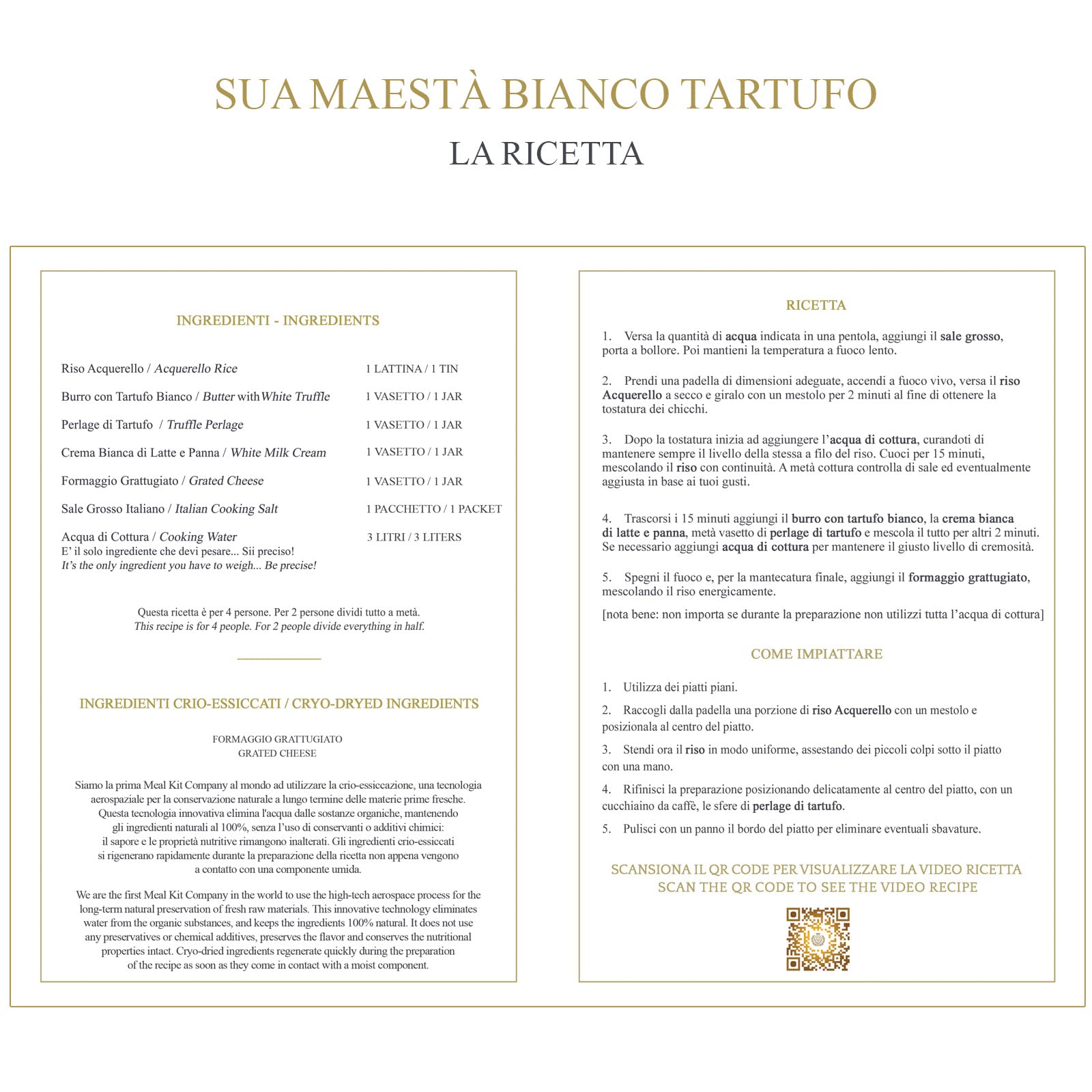 Fratelli Desideri Le Cene Stellate risotto tartufo bianco 4 persone
