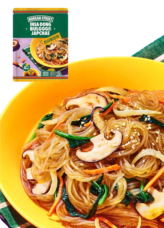 Korean Street Japchae noodles vetro salsa di soia porzione singola