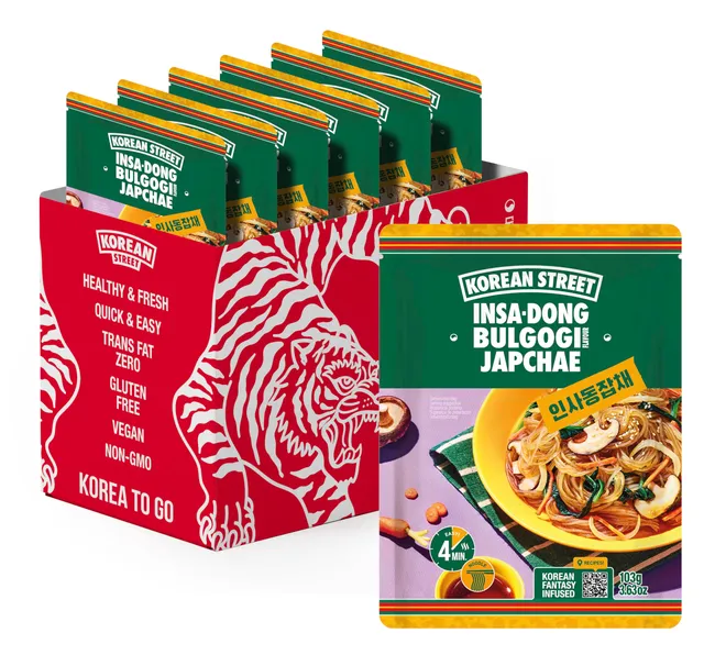 Korean Street Japchae Noodles di Soia 6 pack salsa di soia