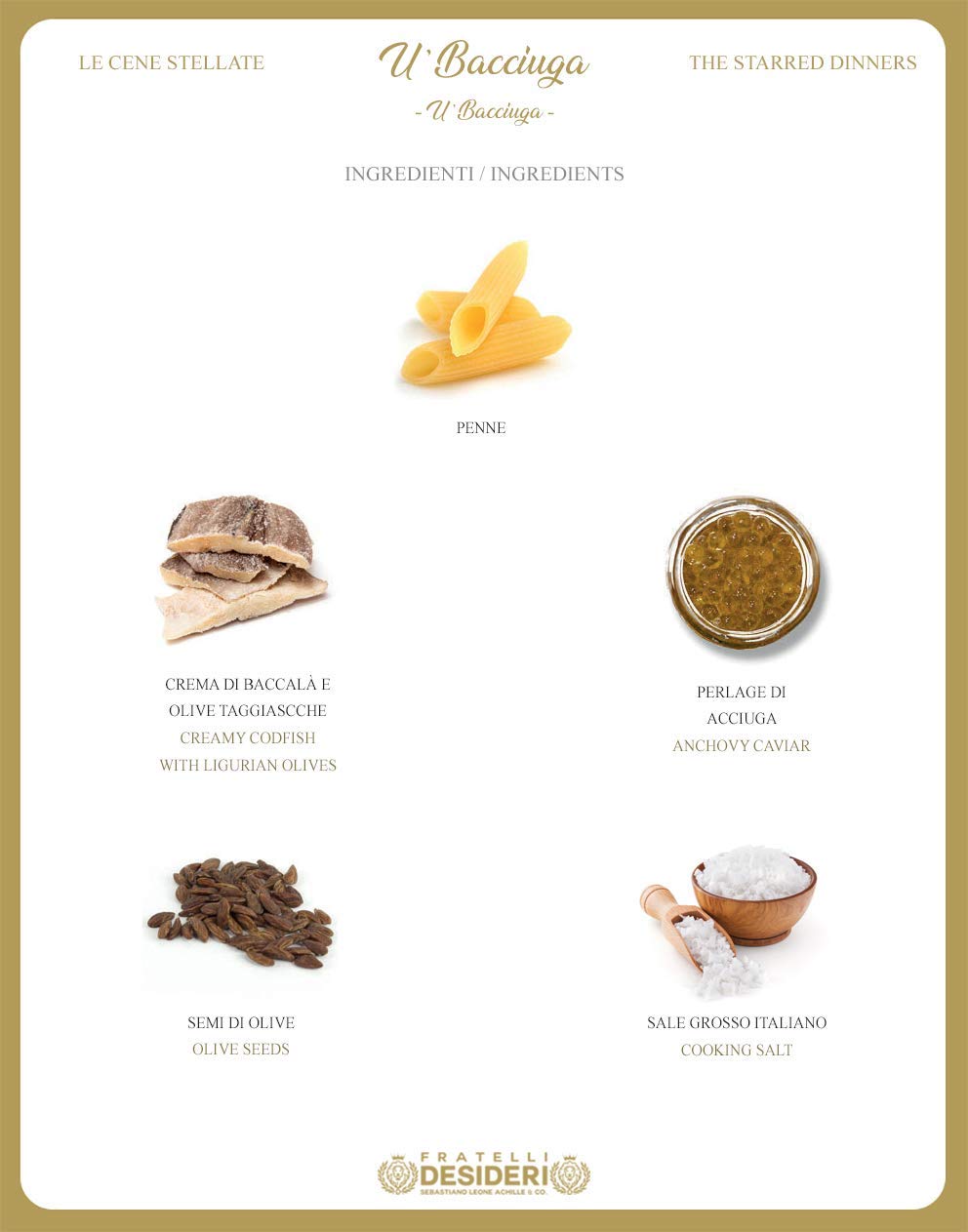 Fratelli Desideri Le Cene Stellate Penne U Bacciuga kit 4 porzioni