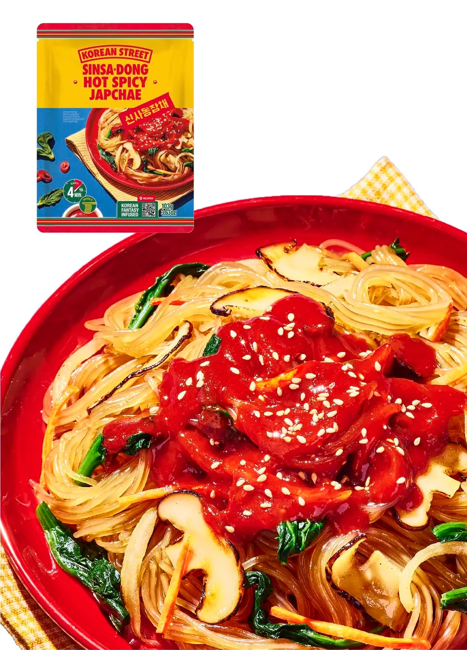 Korean Street Japchae noodles vetro peperoncino rosso piccante