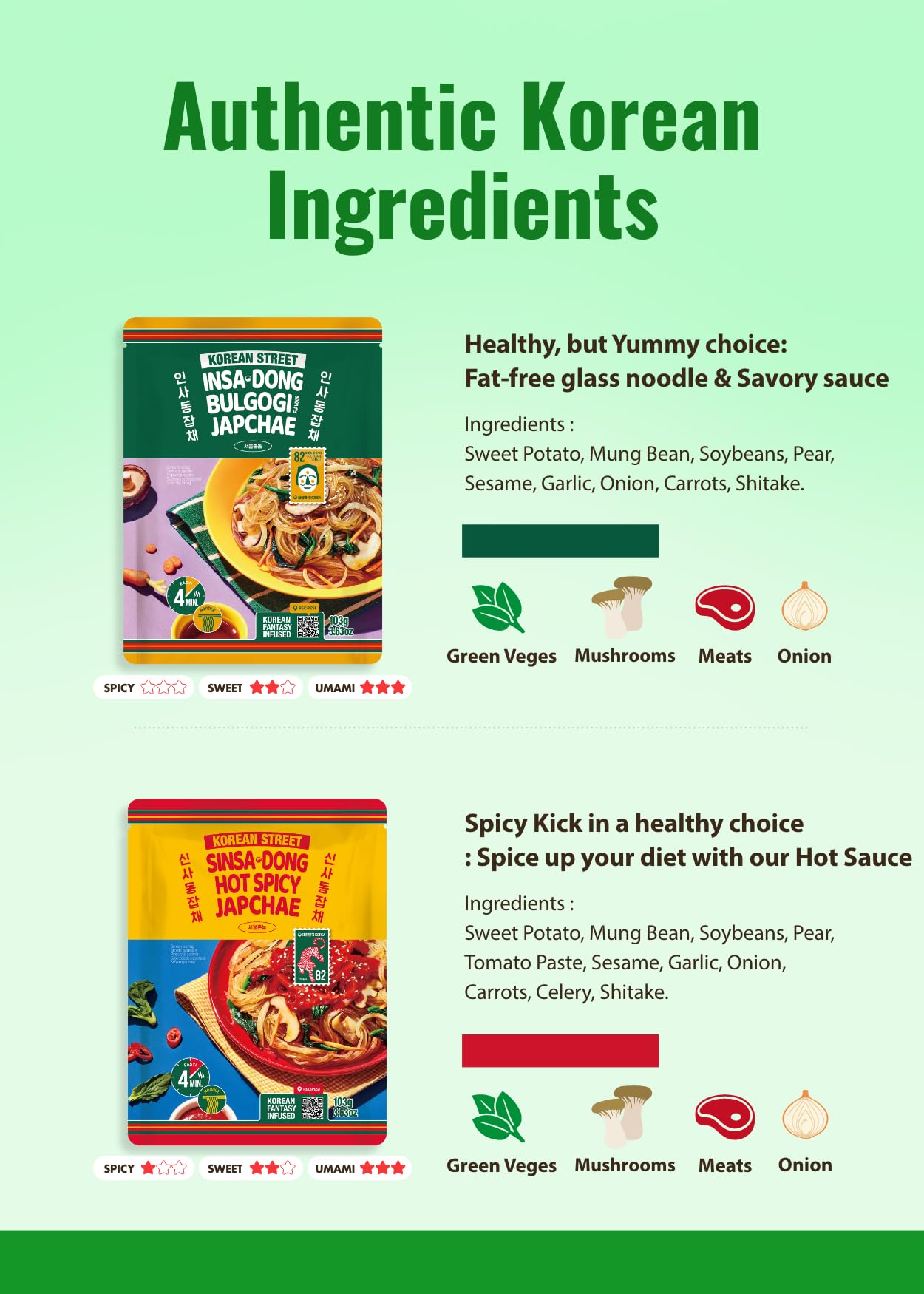 Korean Street Japchae Noodles di Soia 6 pack salsa di soia